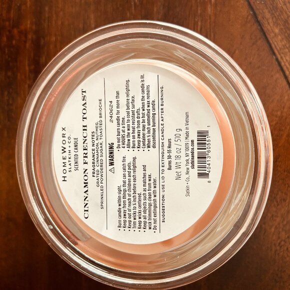 HomeWorx by Slatkin Cinnamon French Toast 4-Wick 18oz Candle NEW - Picture 3 of 3